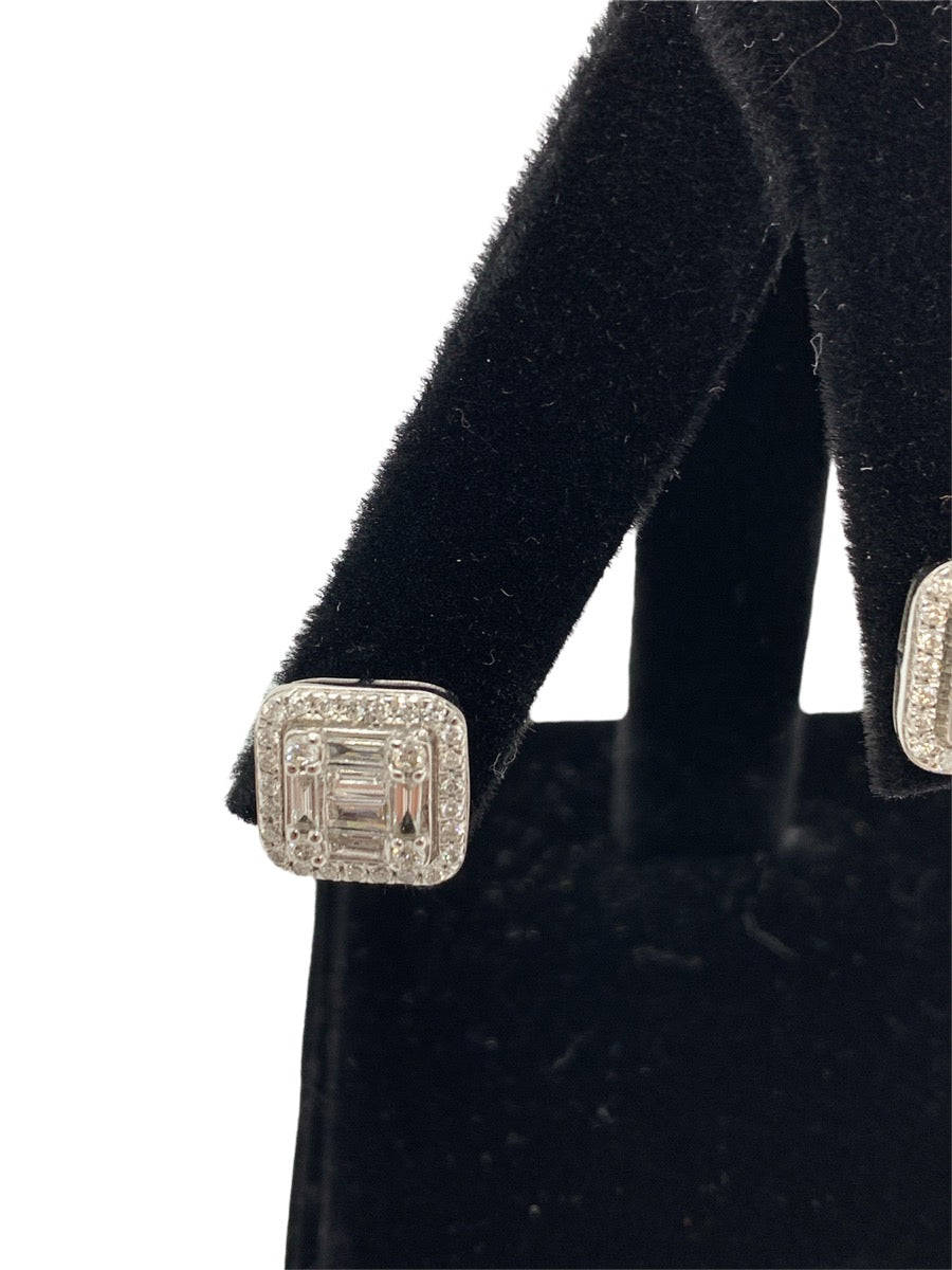 14K White Gold Diamond Earrings 1.76 CTW- 2.7g