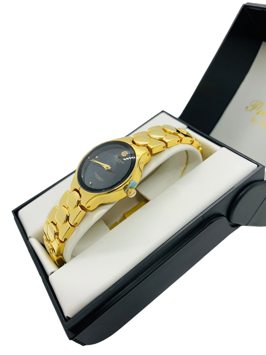 Gruen Precision Gold-Toned Watch Black Dial GP5040P Like New In Box