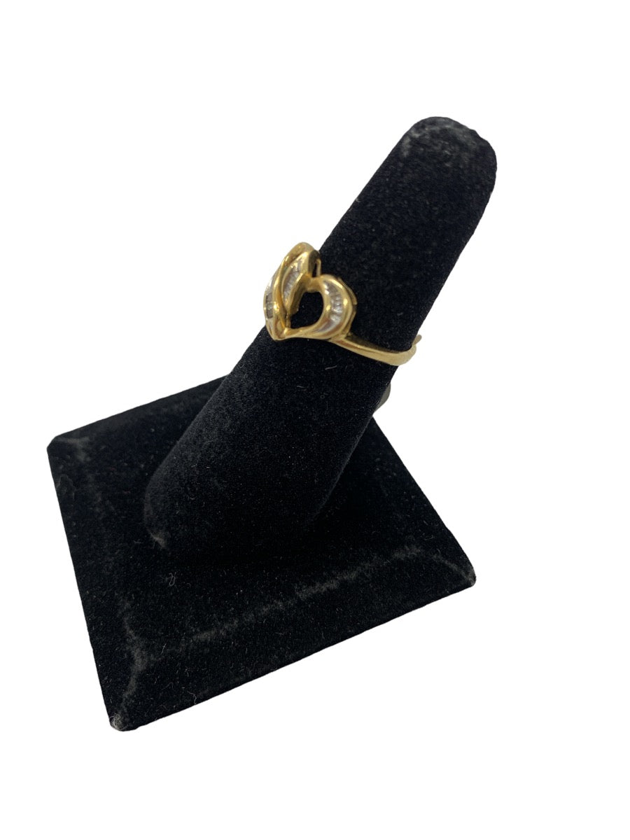 10K Yellow Gold Heart-Shaped Diamond Ring - 0.08ctw - Size 5.5 - 2.2g