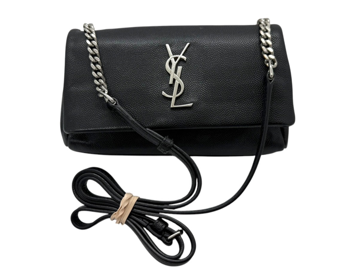 Saint Laurent West Hollywood Crossbody Bag Leather Strap Silver Logo