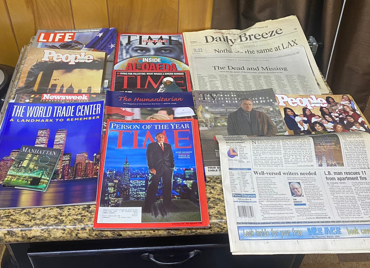 Lot of 2001 9/11 Attack News Paper, Time Magazine, Daily Breeze + More