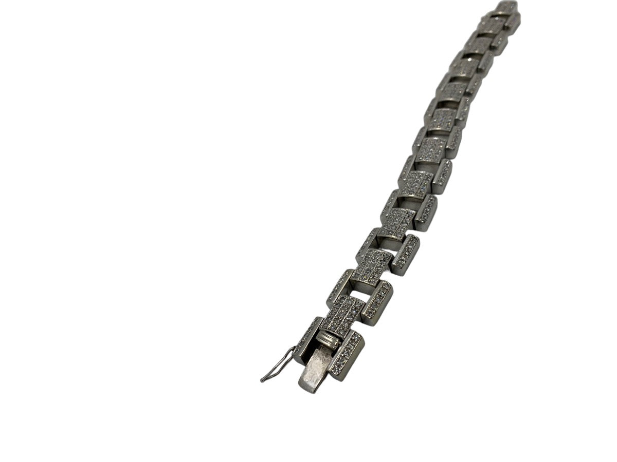 14K White Gold Diamond Link Bracelet 2.75 CTW/ 69 Gr/ 8"