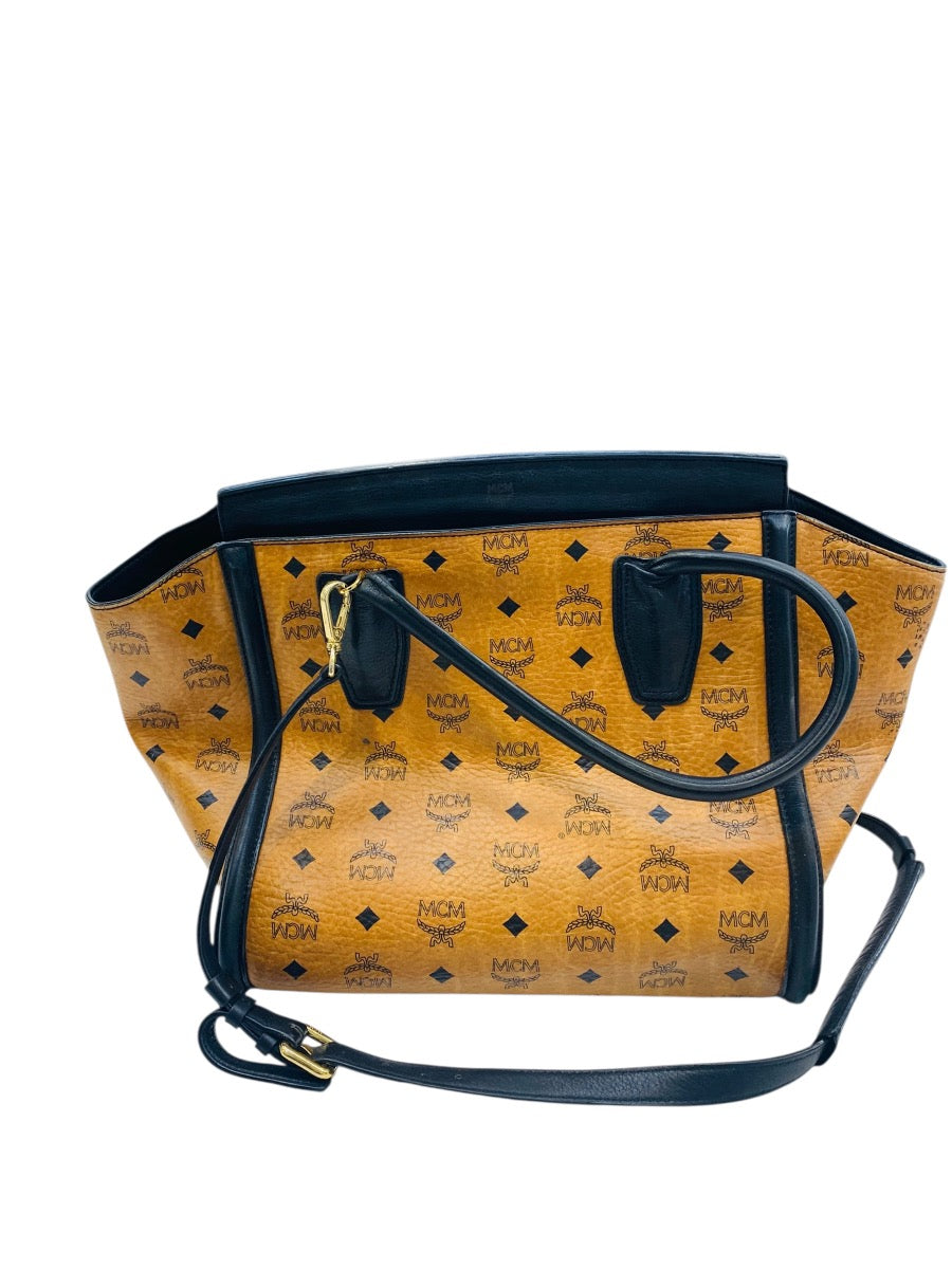 MCM Medium Kathy Viestos Tote w/ Strap Cognac Lady's Purse