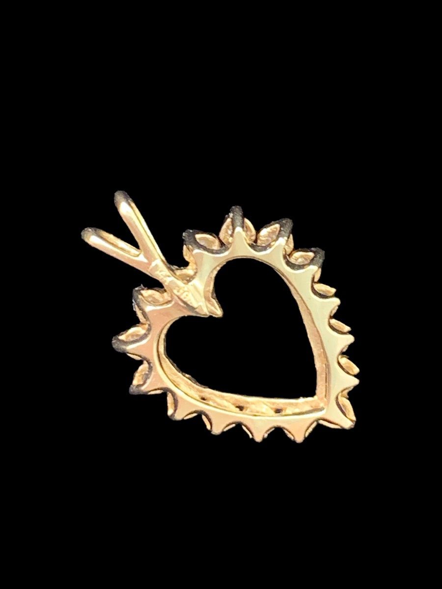 14K Yellow Gold Diamond Heart Shaped Pendant - .80tcw - 2.2g