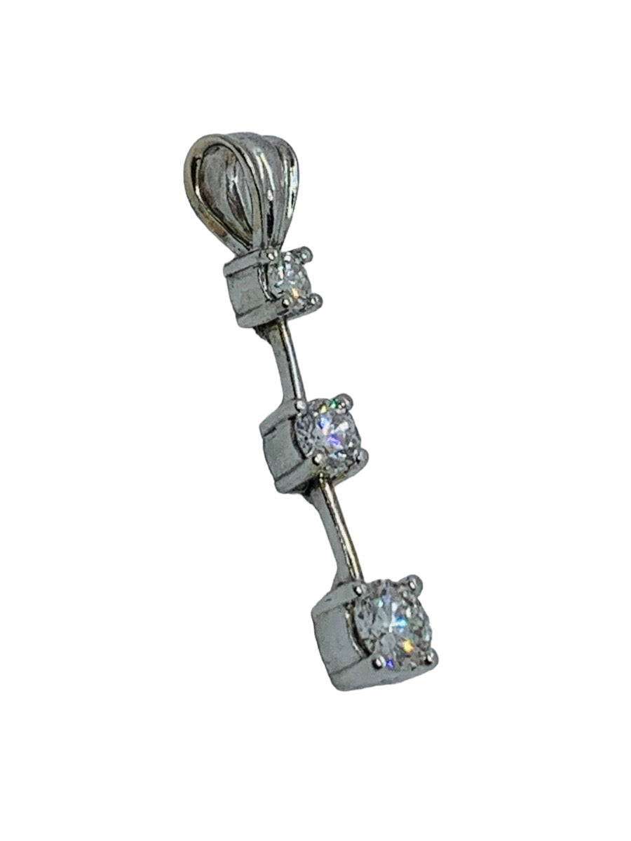 14K White Gold Dangling Diamond Pendant 1.7 Gr / .63 CTW / 1"