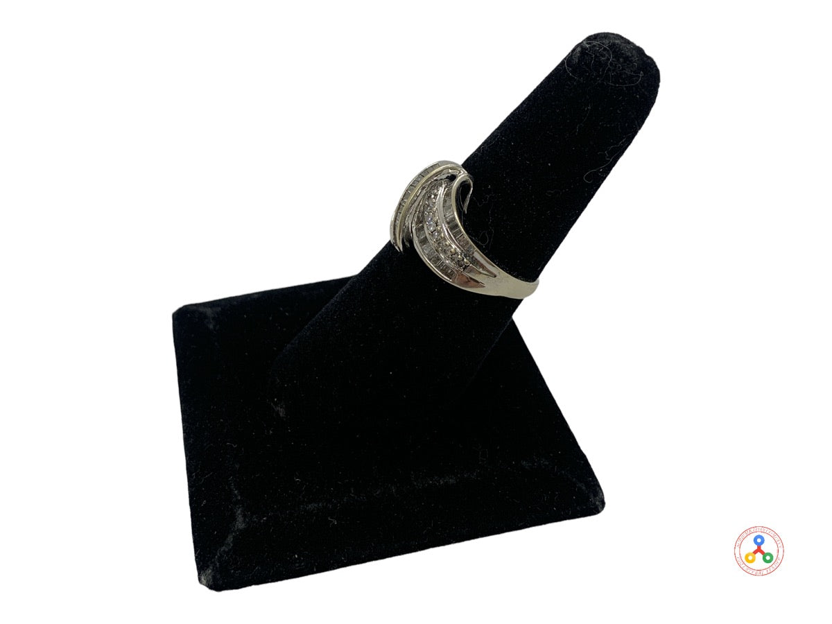 14K White Gold Diamond Cluster Ring 55 Baguettes, 18 Round, 2.01CTW (Size 7.5)