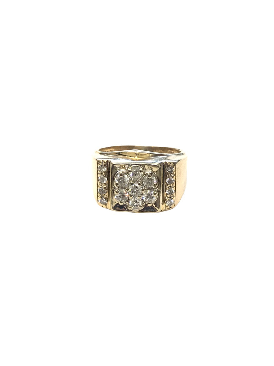 14K Yellow Gold Diamond Men's Ring- .94 CTW 9.1 Grams Size 9