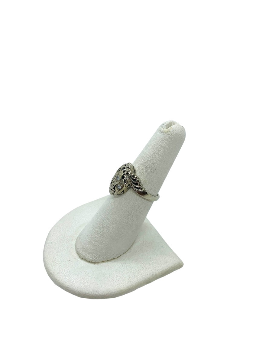 14K White Gold Lady's Ring | 3 Diamonds | 0.07 CTW | 4.0 Grams | Size