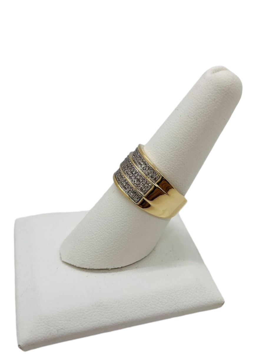14K Yellow Gold 3 Row Diamond Ring - Size 8 - 1.4TCW - 4.2g