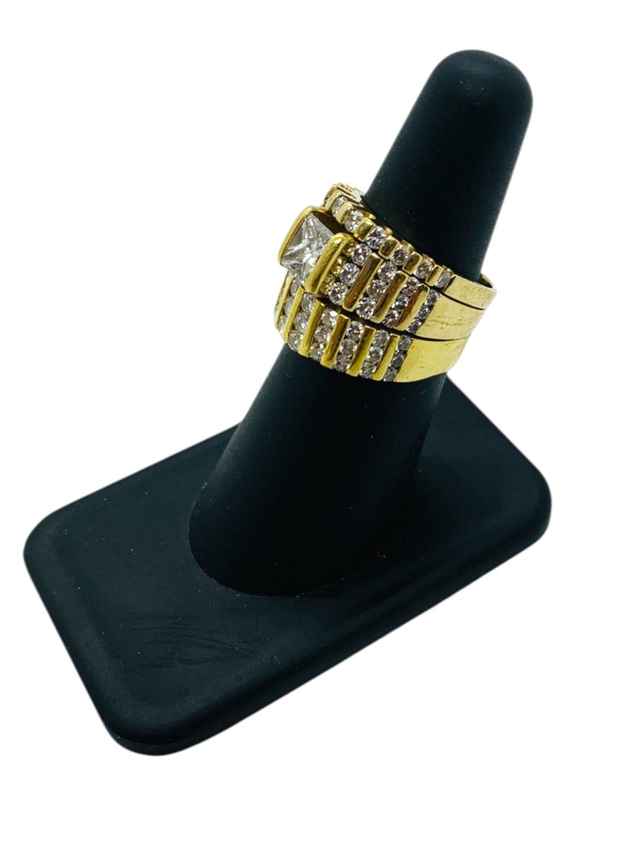 18K & 14K Yellow Gold Lady's Fancy Cluster Ring 71Dias Size 5.75 | 3.10CTW