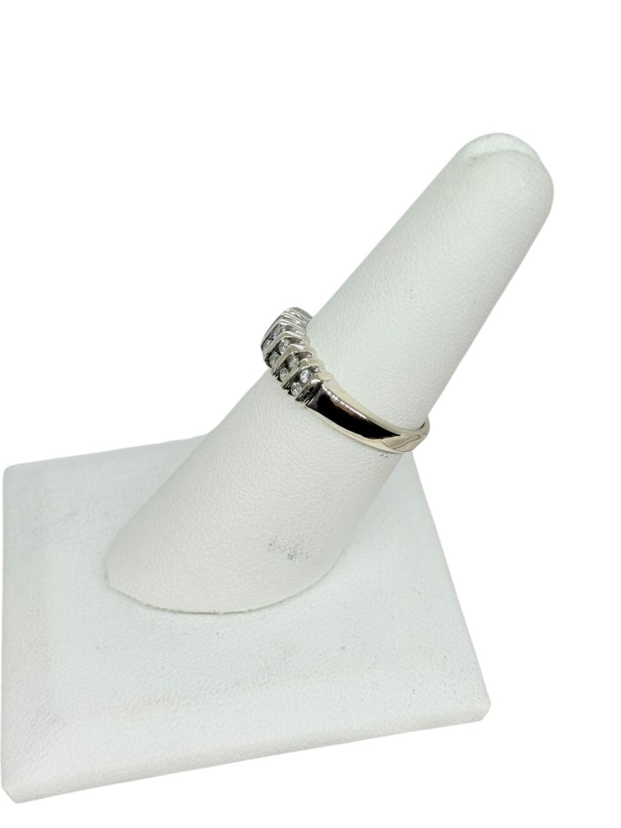 14K White Gold Double Row Natural Diamond Band | Size 6.5 | 2.7g | 0.13CTW