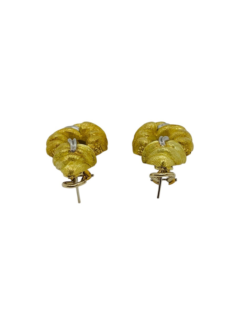 Henry Dunay Sabi 18k/Plat Two-Tone Brushed Knot-Style Clip Earrings