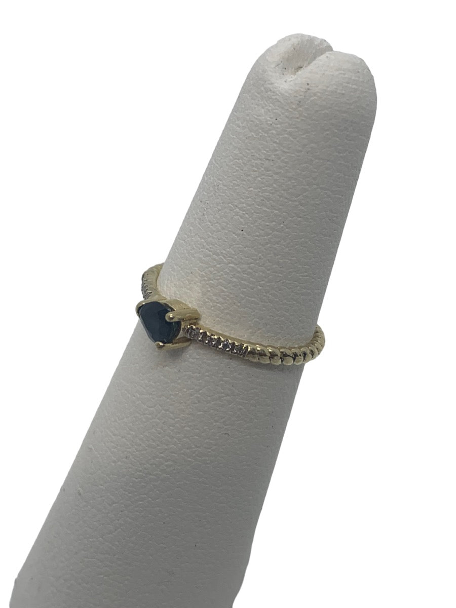 10K Yellow Gold Sapphire & Diamond Ring 8 Diamonds 0.08TCW Size 5