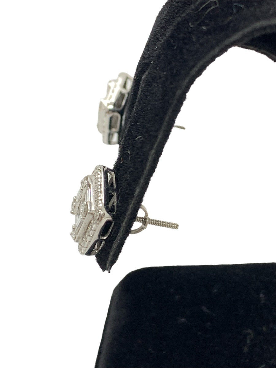 14K White Gold Diamond Earrings 1.76 CTW- 2.7g