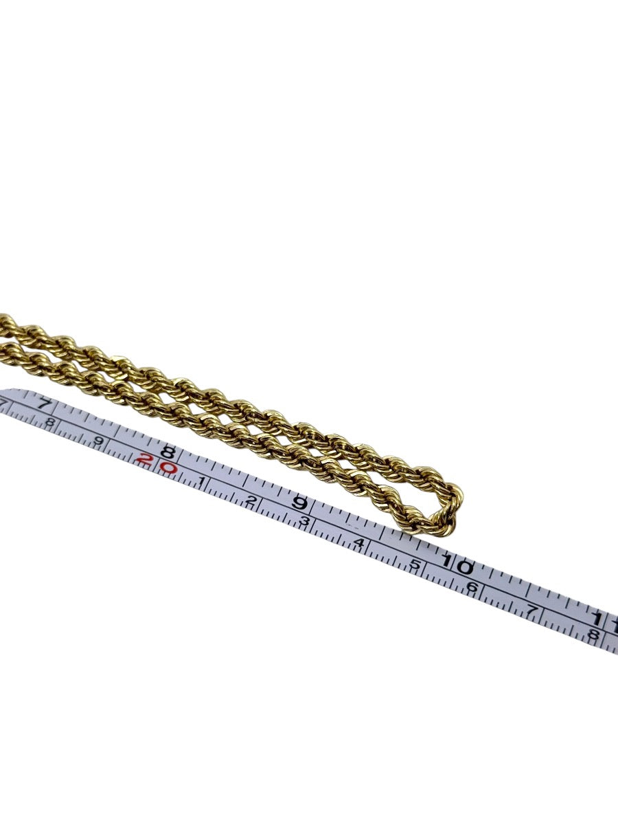 20" Inch 18K Yellow Gold Hollow Rope Chain | 4mm | 8.0g