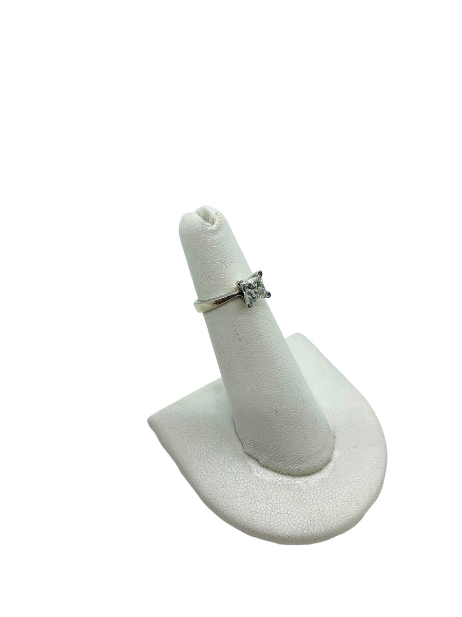 14K White Gold Solitaire Ring | Princess Diamond | 0.98 CTW | I-J | I1