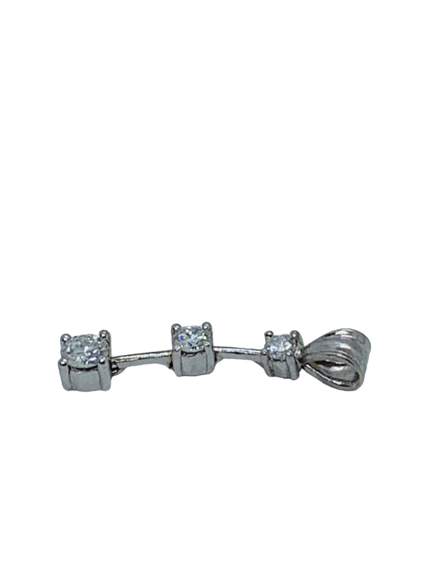 14K White Gold Dangling Diamond Pendant 1.7 Gr / .63 CTW / 1"