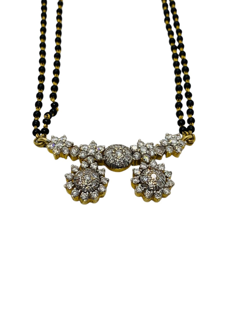 22K Yellow Gold Indian Mangalsutra Diamond Bead Necklace 1.5 CTW | 12 Gr | 17" length