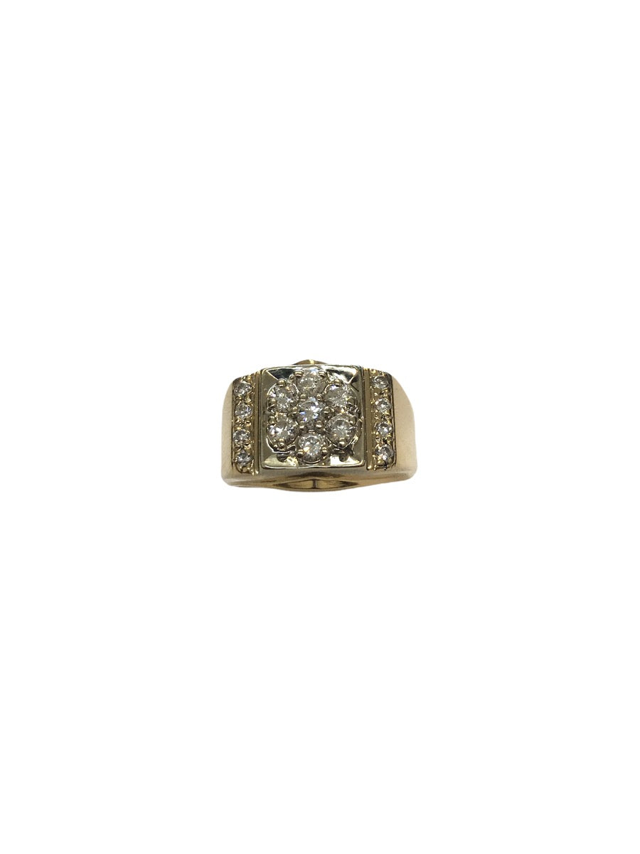 14K Yellow Gold Diamond Men's Ring- .94 CTW 9.1 Grams Size 9