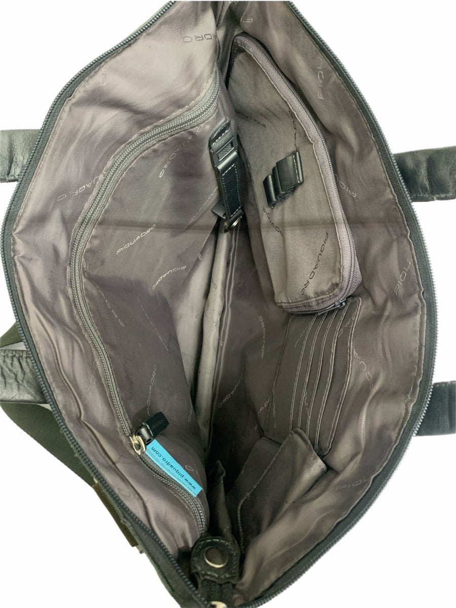 Piquadro Dark Green w/ Silver Trim Handbag/Shoulder bag