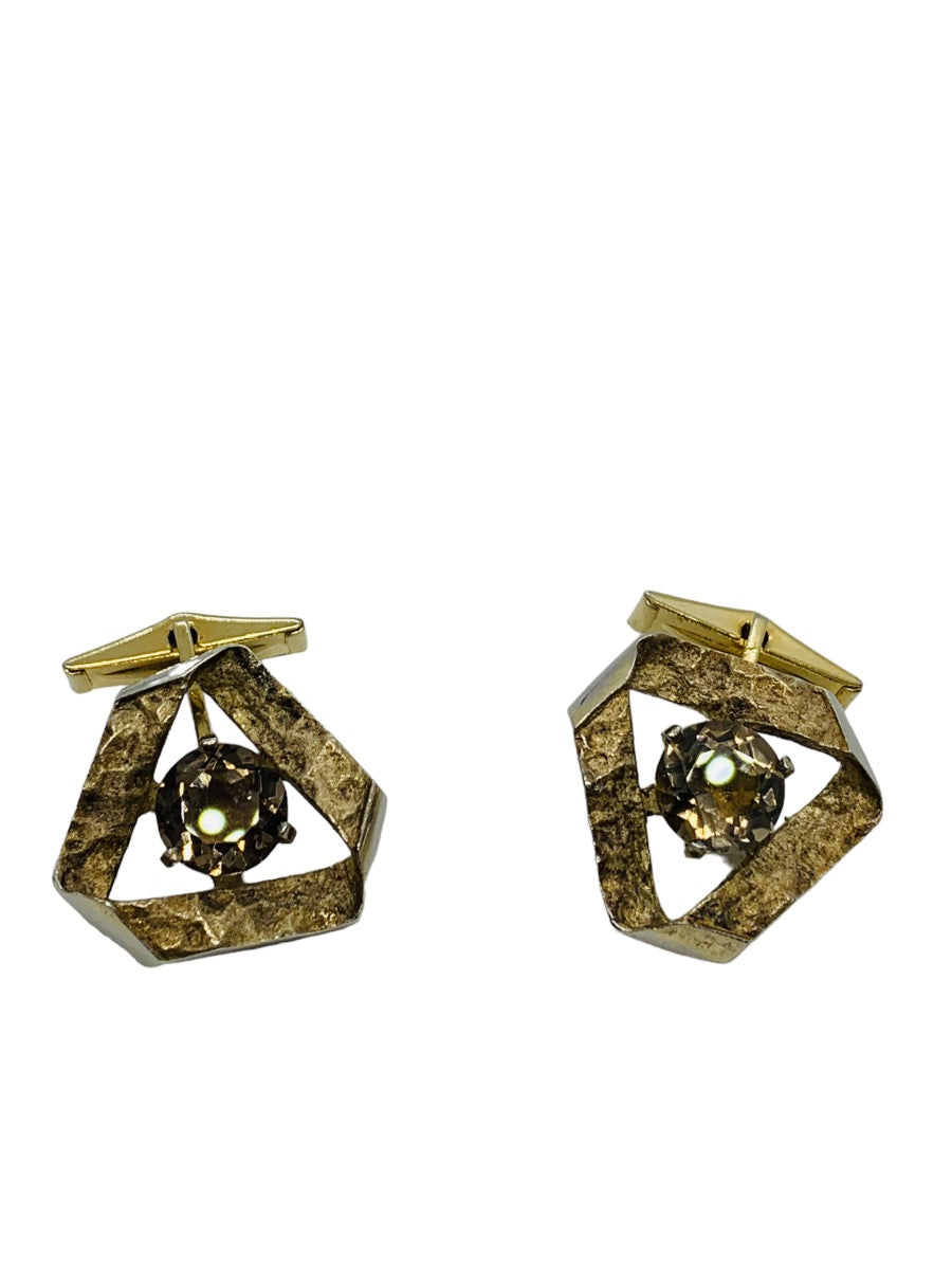 925 Sterling Silver Men's Cuff Links With Brawn Topaz 15.8g