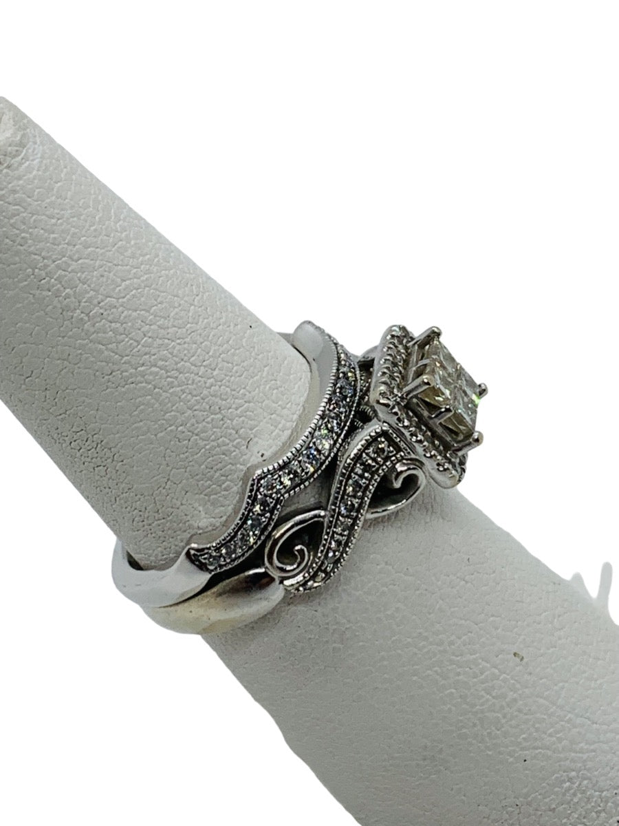 14K White Gold Engagement Lady's Ring 1.15ctw, 8.5 Grams Size 6.5