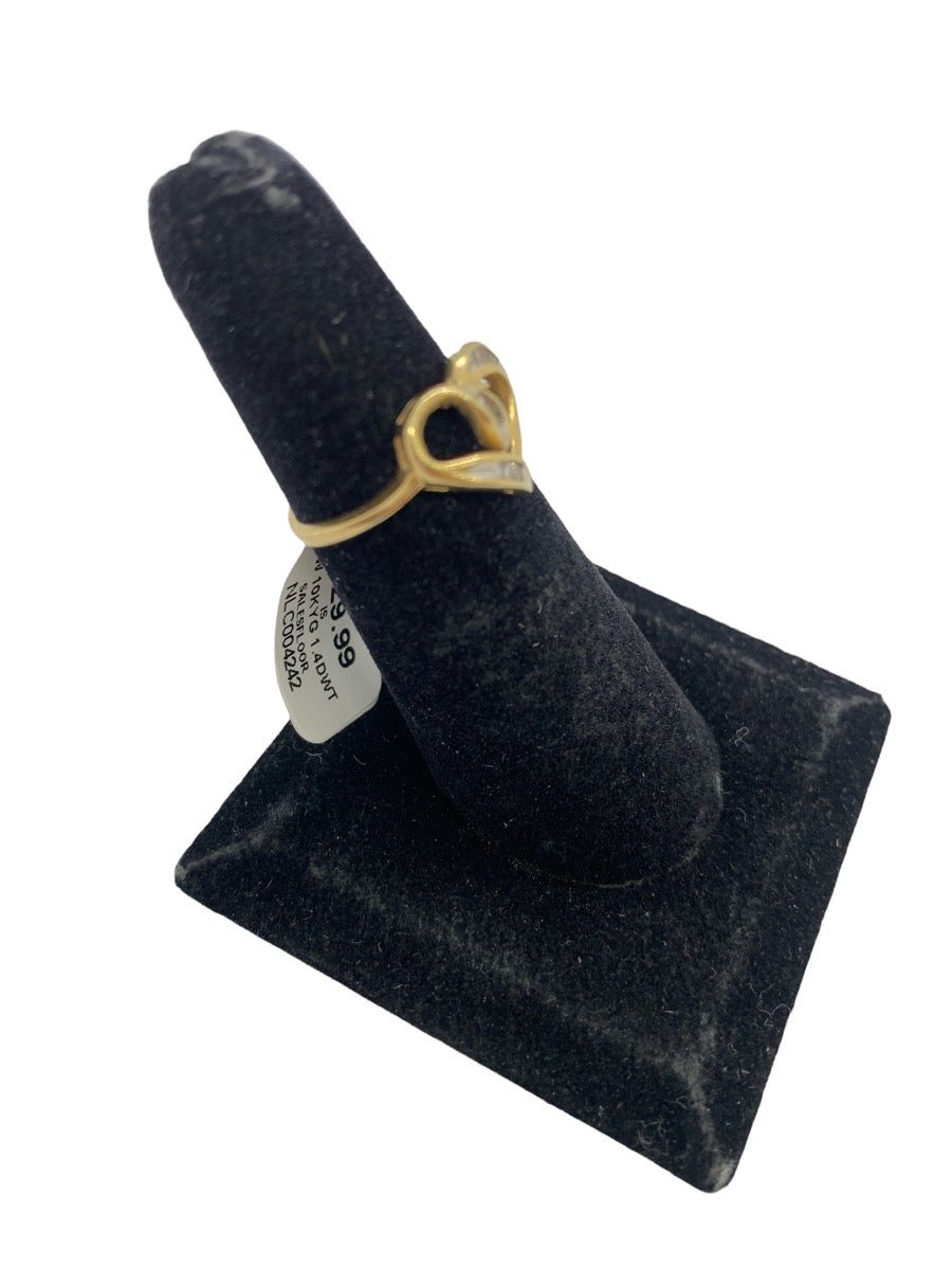 10K Yellow Gold Heart-Shaped Diamond Ring - 0.08ctw - Size 5.5 - 2.2g