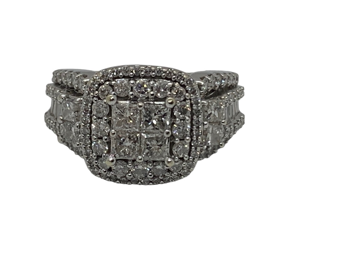 14K White Gold Lady's Diamond Engagement Ring 1.28 CTW Size 8.5 Grams