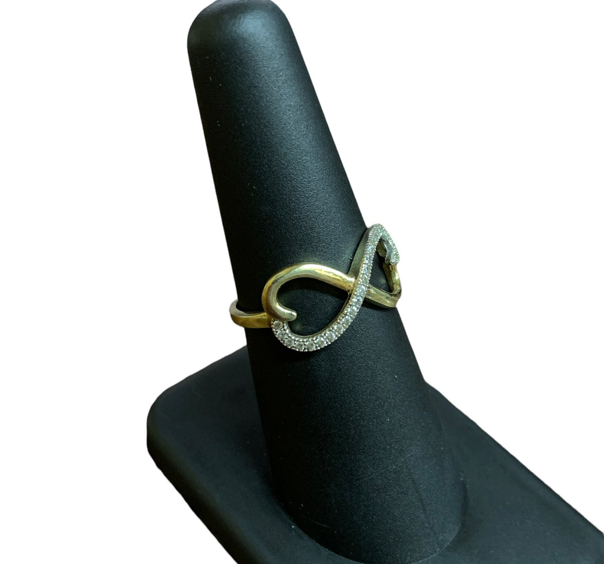 14K Yellow Gold Women's White Stone Infinity Ring 2g Size 7