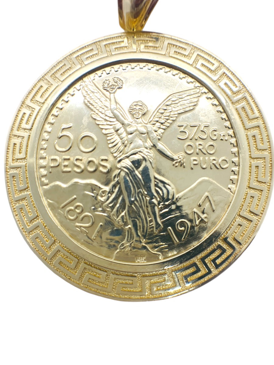 14K Yellow Gold Pendant Centenario Bezel Design | 43.6g
