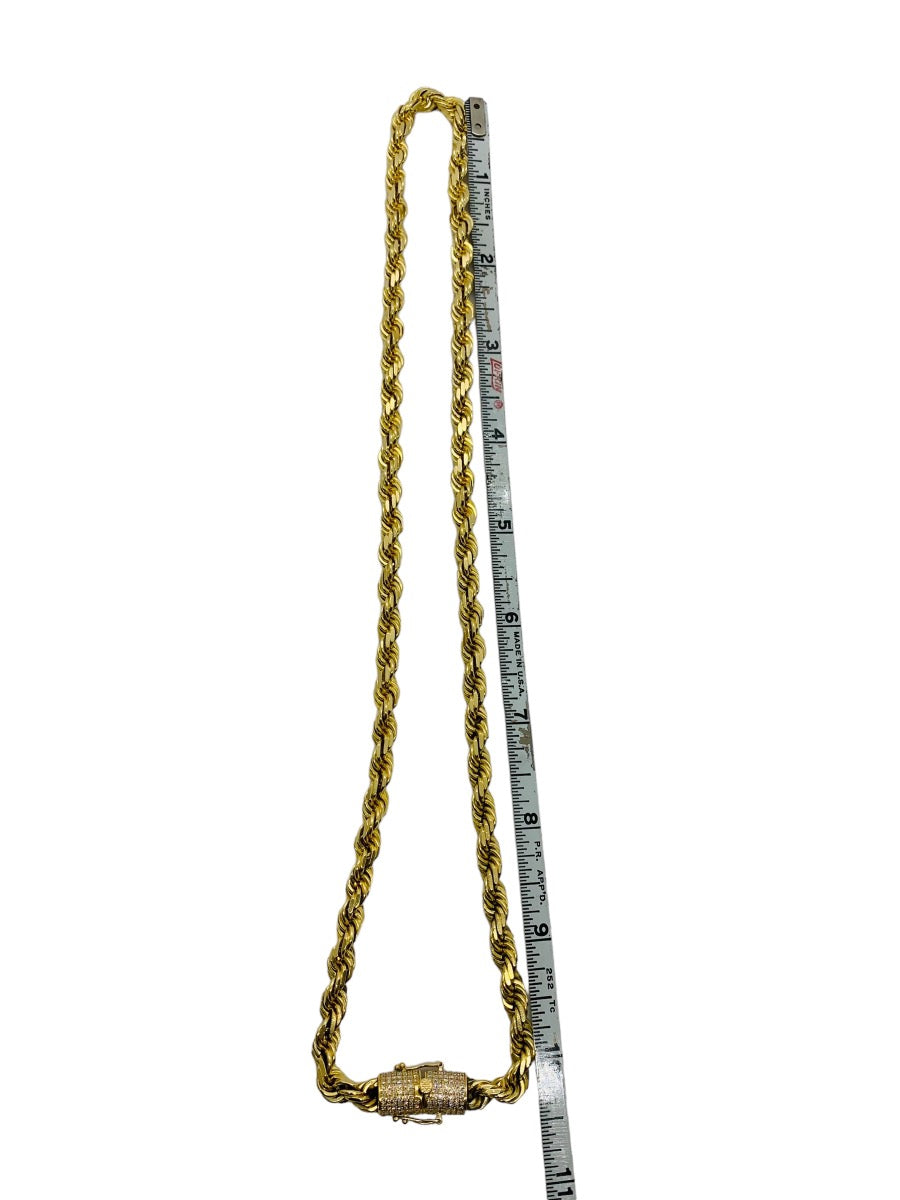 14K Yellow Gold Rope Diamond Clasp Chain