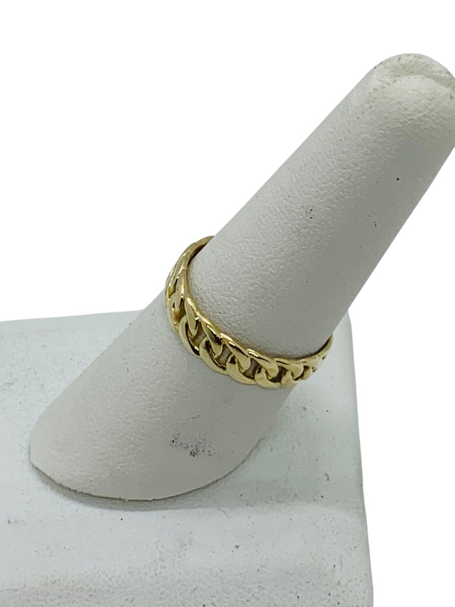14K Yellow Gold Cuban Design Ring Size 7 3/4 Weighs 1.7 Gr