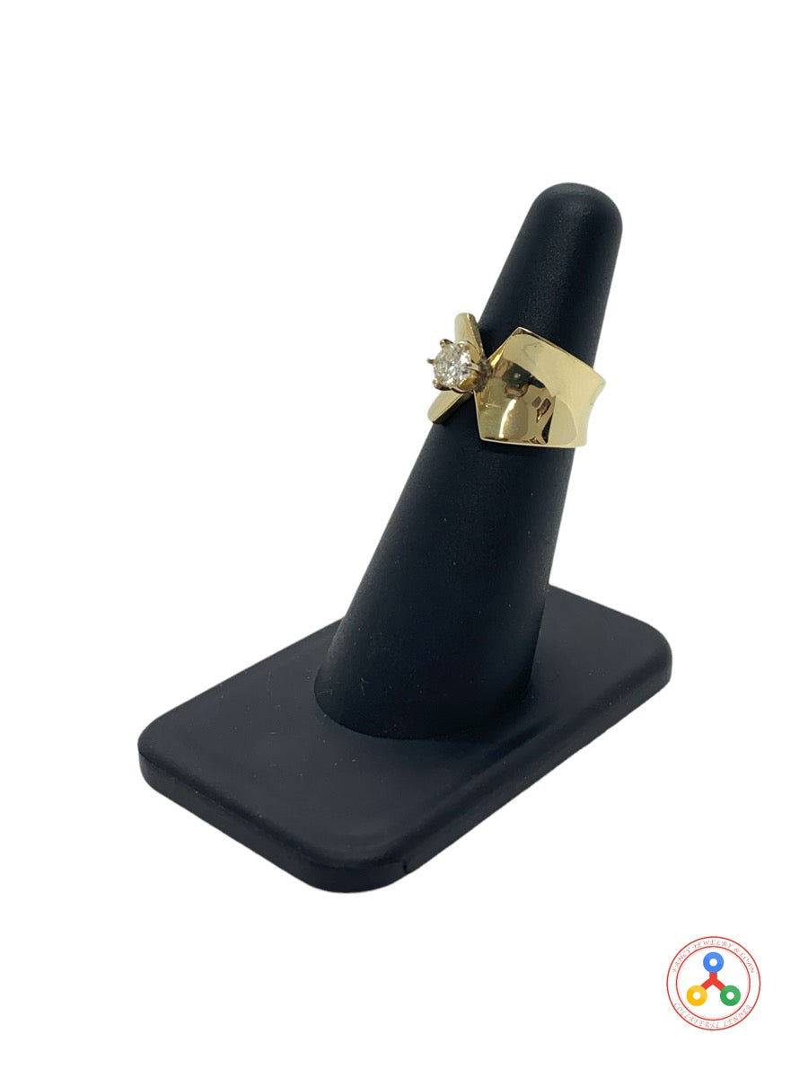14K Yellow Gold Round Diamond Fancy Design Ring .36 CTW | 5.5 Grams | Size 5