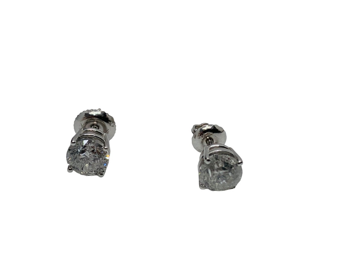 14K White Gold Diamond Stud Earrings 1.7 CTW /1.4 Gr /i3-i2 Clarity /M-L Color