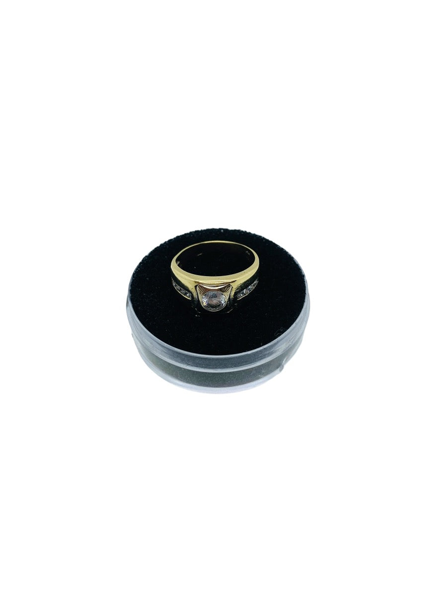 14K Yellow Gold Gent's Ring | 9 CZ Stones | 4.4 Grams | Size 7.5