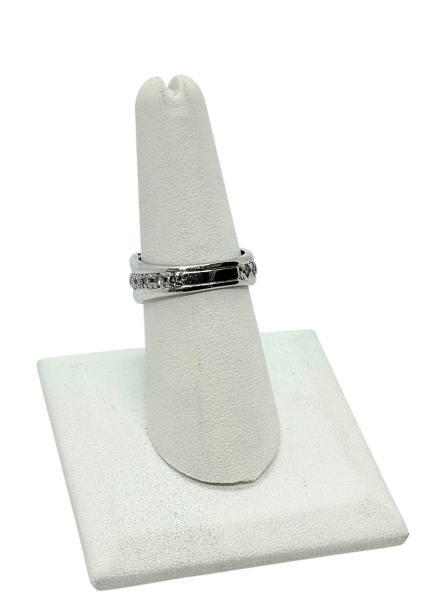14K White Gold Triple Row Natural Diamond Band | Size 7 | 7.9g