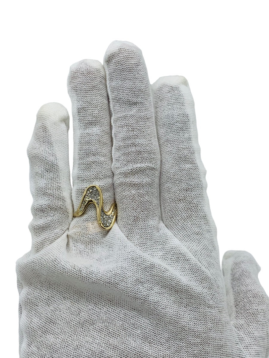 14K Yellow Gold Lady's Fancy Design Ring w/ Diamond Chips 3.7 Grams / Size 8.5