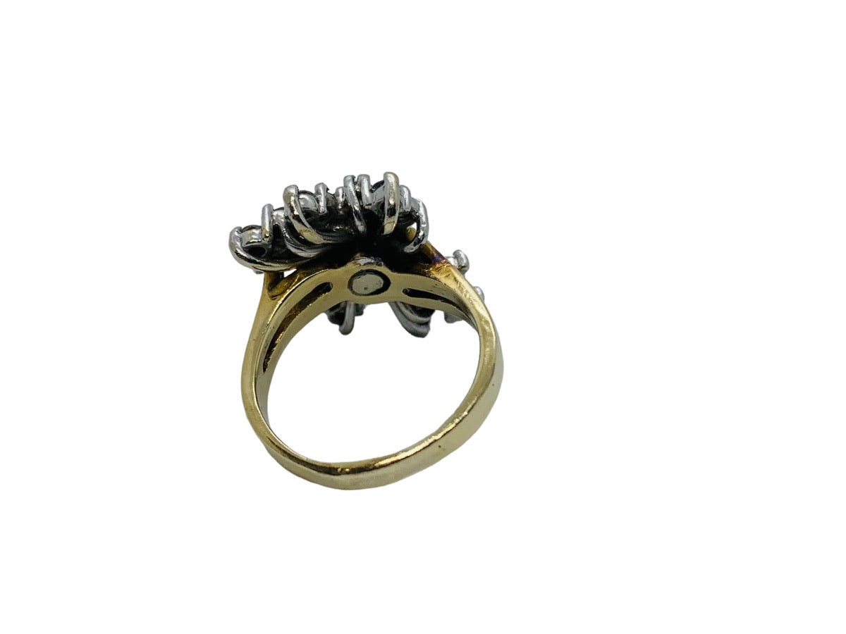 14K 2-Tone Gold Lady's Cluster Diamond Ring 2.5 CTW Size 7.5 / 9 Grams