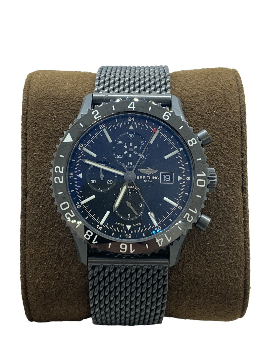Breitling Chronoliner Black Steel Watch M24310 Black Ceramic 46mm- Box
