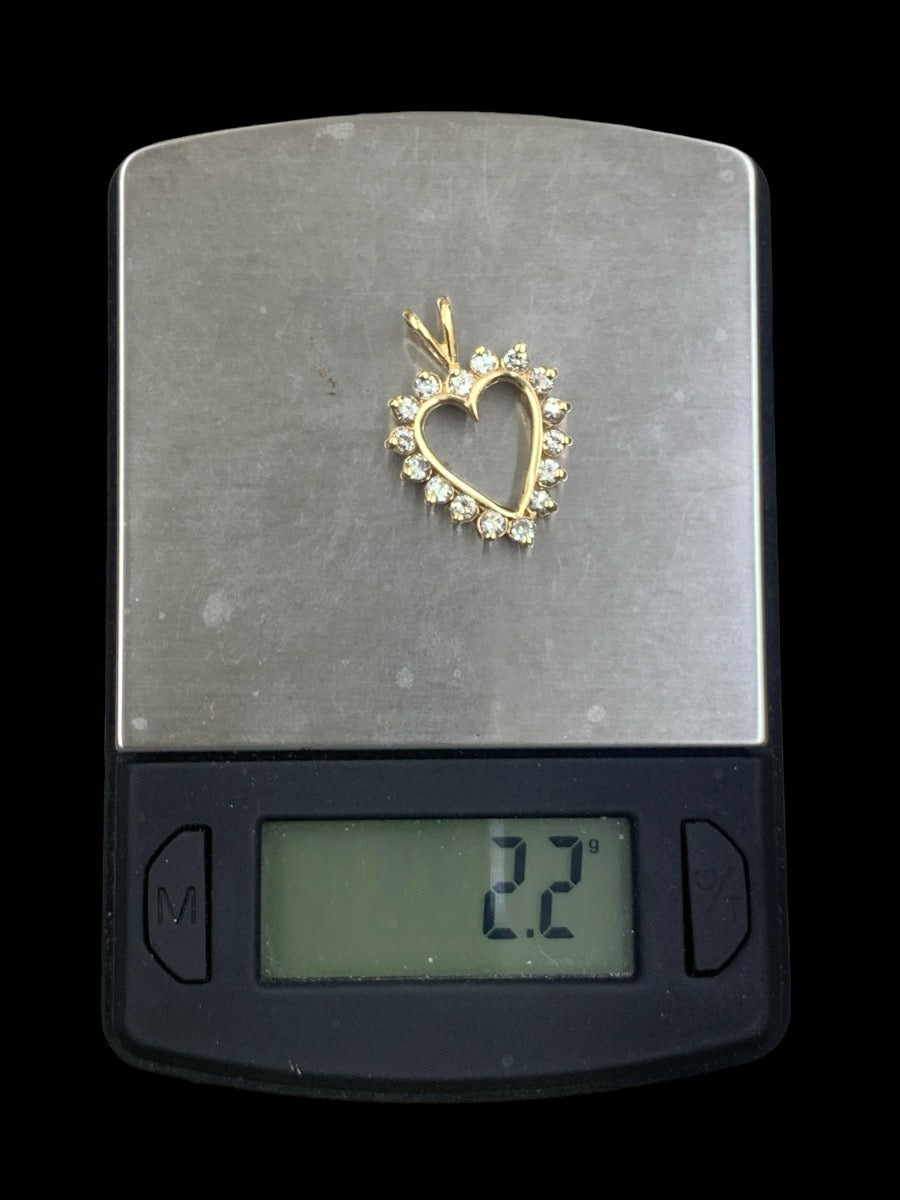 14K Yellow Gold Diamond Heart Shaped Pendant - .80tcw - 2.2g