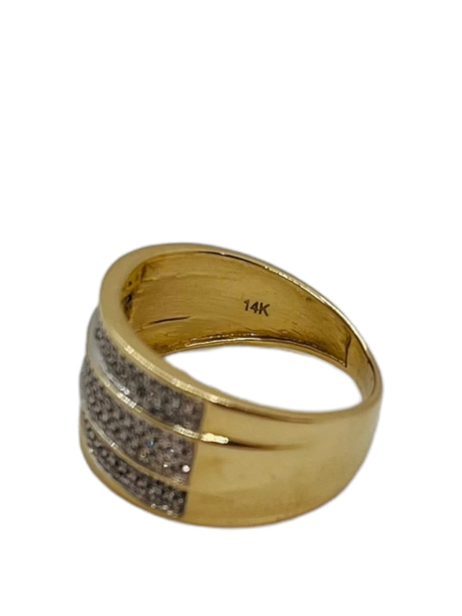14K Yellow Gold 3 Row Diamond Ring - Size 8 - 1.4TCW - 4.2g