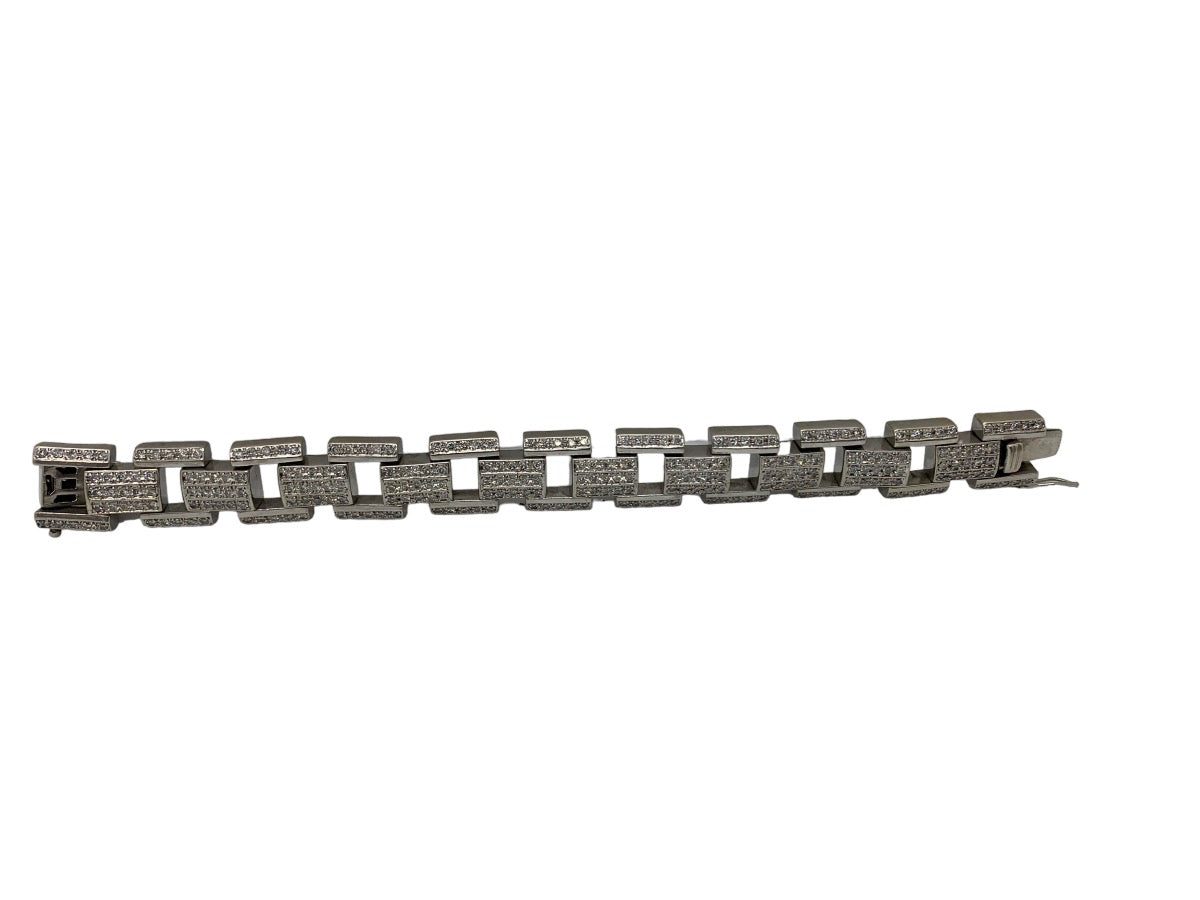 14K White Gold Diamond Link Bracelet 2.75 CTW/ 69 Gr/ 8"