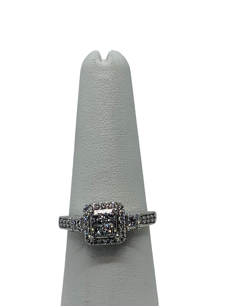 10K White Gold Lady's Engagement Ring 1.95 CTW/ 5.8g/Size 8.5