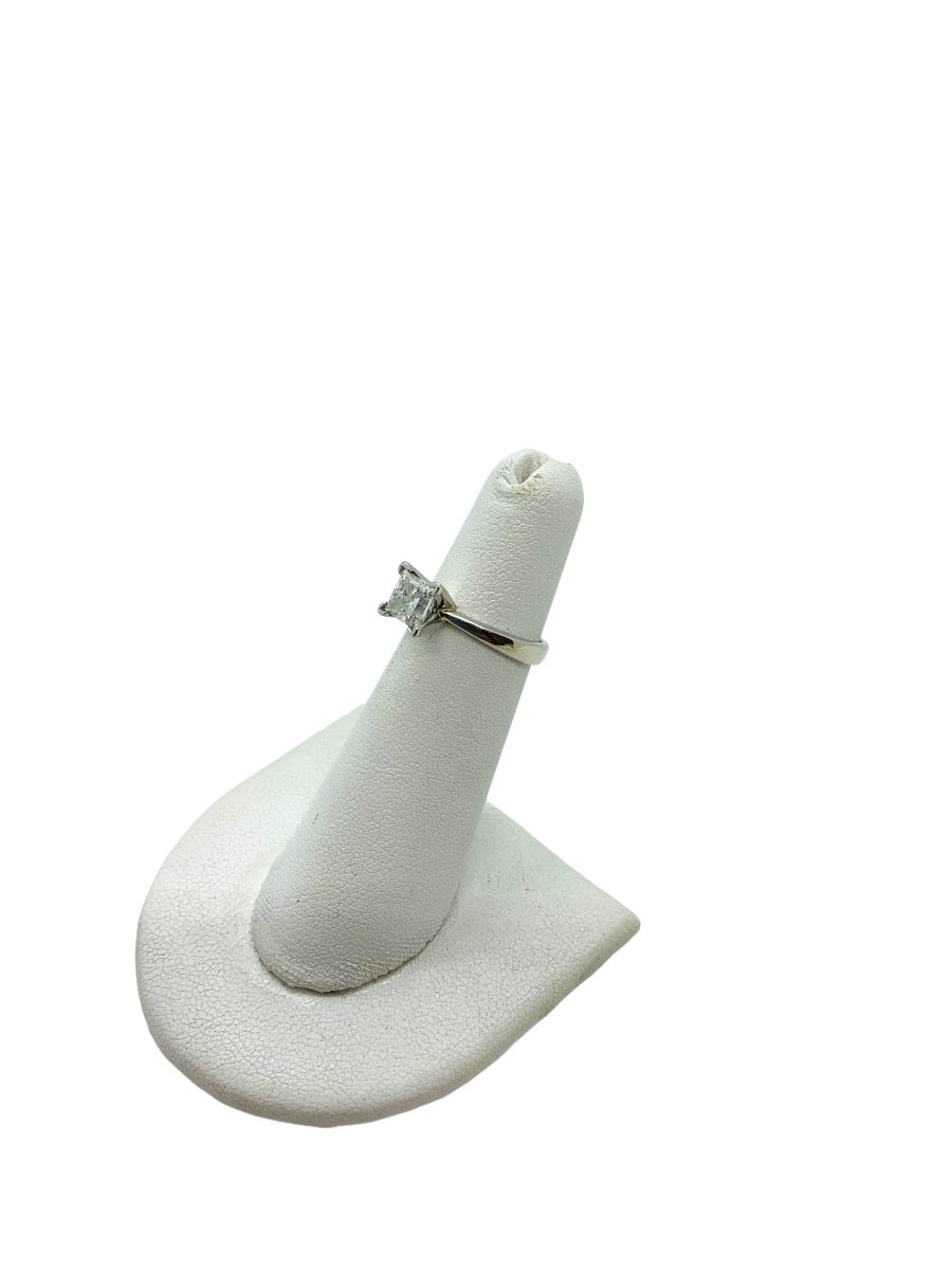14K White Gold Solitaire Ring | Princess Diamond | 0.98 CTW | I-J | I1