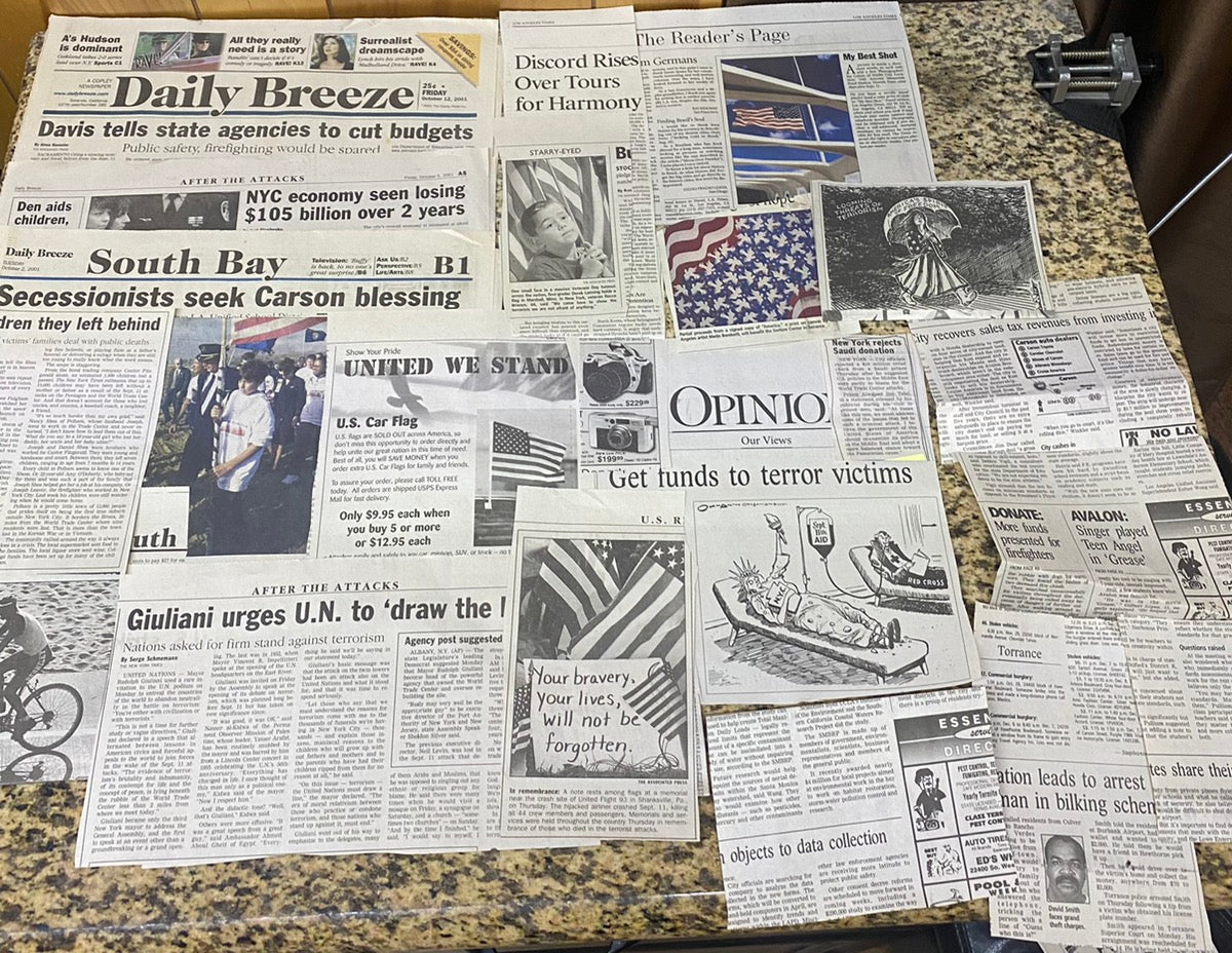 Lot of 2001 9/11 Attack News Paper, Time Magazine, Daily Breeze + More