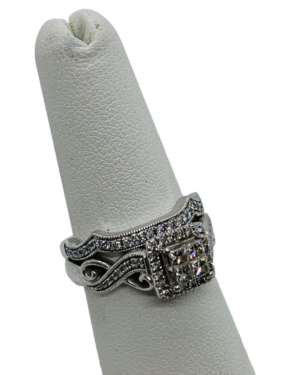 14K White Gold Engagement Lady's Ring 1.15ctw, 8.5 Grams Size 6.5