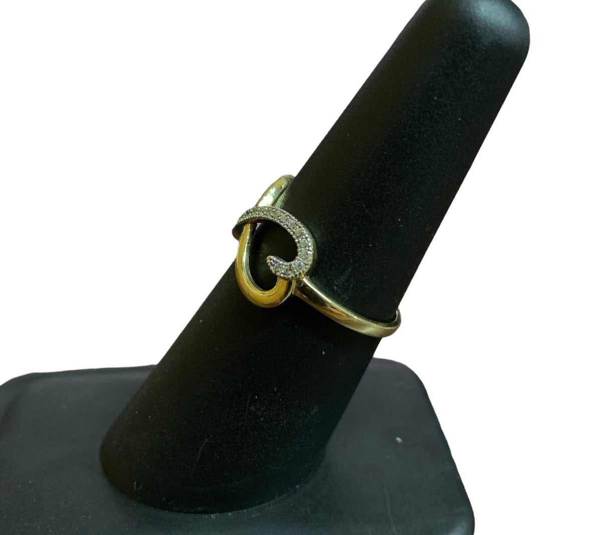 14K Yellow Gold Women's White Stone Infinity Ring 2g Size 7