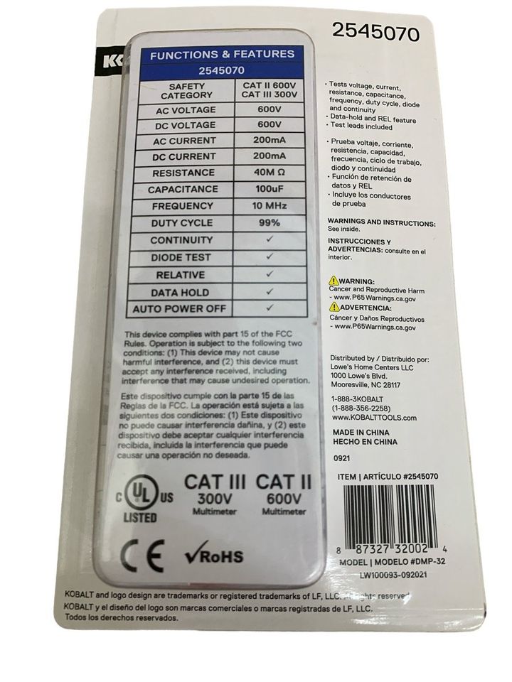 Kobalt Pocket Multimeter - 2545070 - Blue