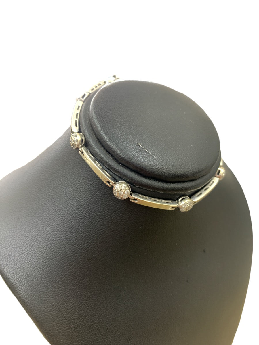 14K White Gold & Stone Bracelet - 3" - 10.2g