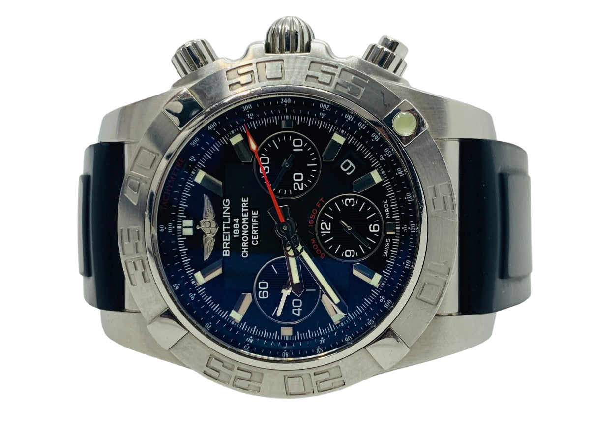 Breitling Chronomat 44 Black Dial Stainless Steel Case/ Rubber Bracelet AB0110